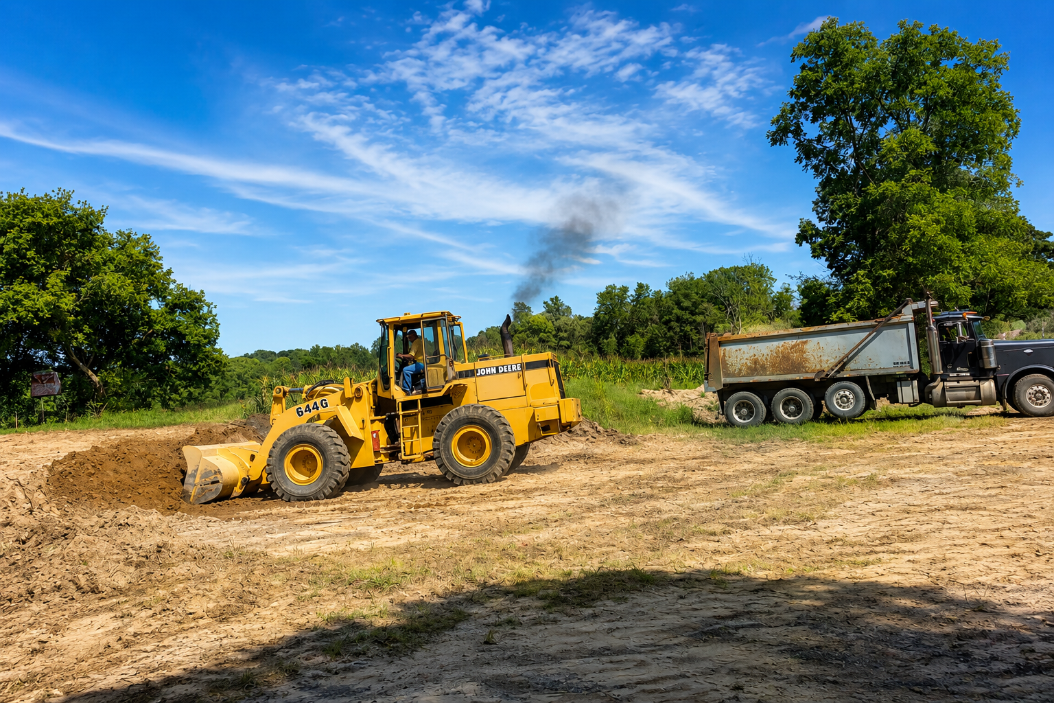 Kobelco excavator at foundation site
